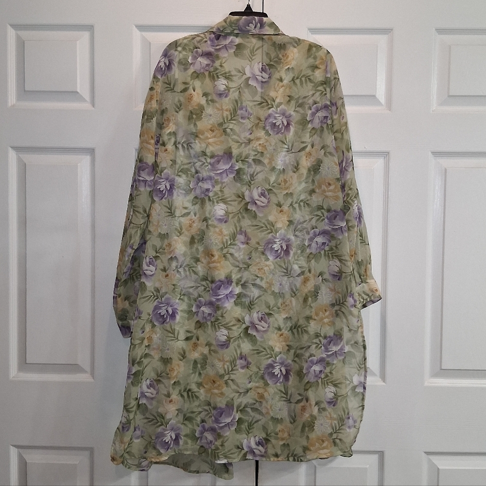 Floral Sheer Green and Purple Dress - Picture 3 of 14
